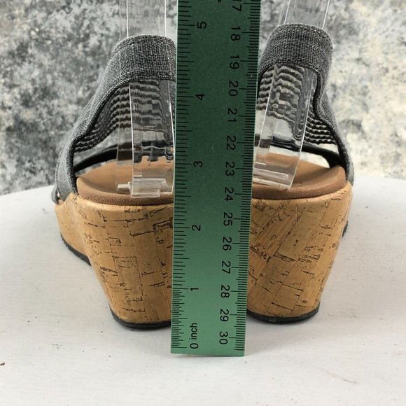 SKECHERS Women's 7 Brie Dawdle Sparkle Black** Stretch Slingback Wedge Sandals - Picture 3 of 11